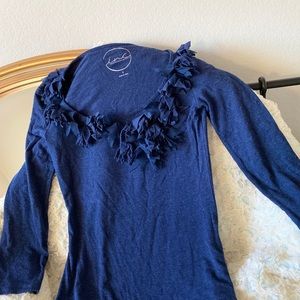 Royal blue shirt with ruffles